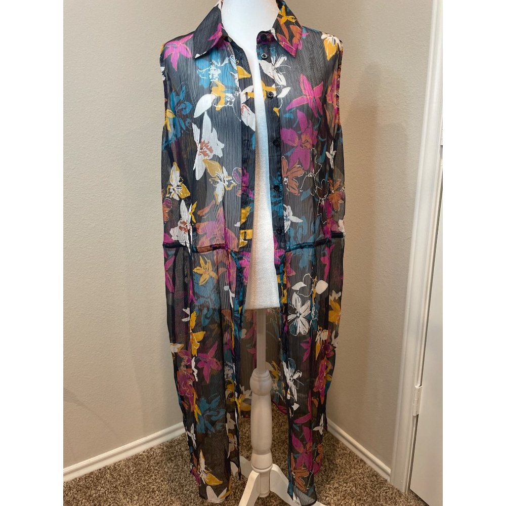 G by Giuliana Swimsuit Cover-Up Sheer Duster Vest